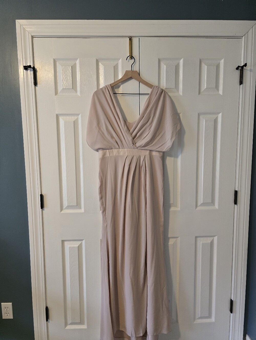 ASOS Blush Draped V-Neck Maxi Dress